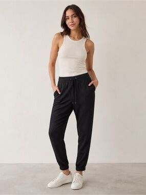 LOFT Black Lyocell Modal Blend Pull-On Jogger Pants Women’s Medium Ankle Zip